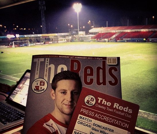 Press Box at Crawley Town v Doncaster Rovers