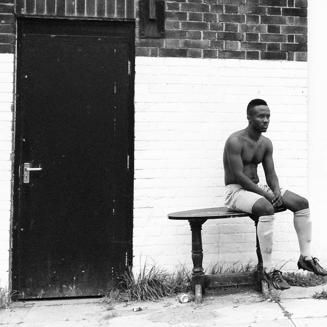 A Meridian VP player, upset at being subbed, watches on as his team concede a late goal to Seven Acre & Sidcup