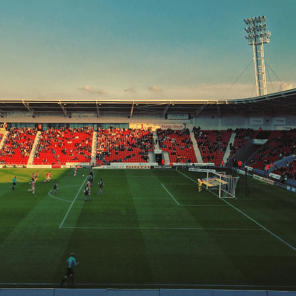Doncaster Rovers on the attack against Colchester United at the Keepmoat Stadium