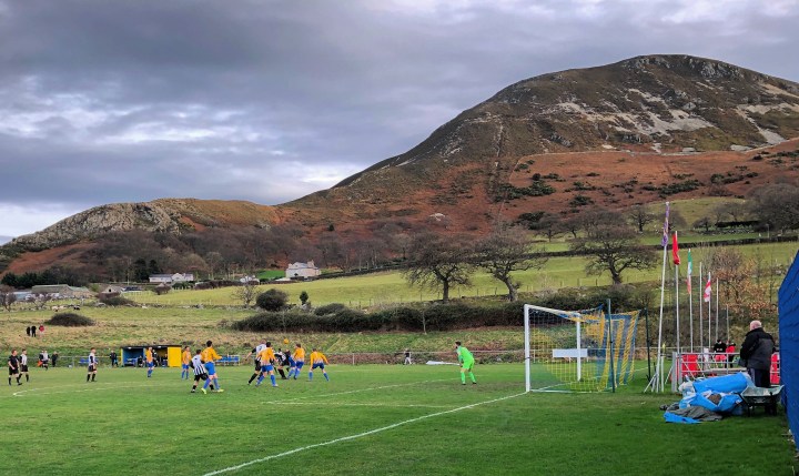 Football in the shadow of the mountains at Penmaenmawr Phhoenix's Cae Sling ground