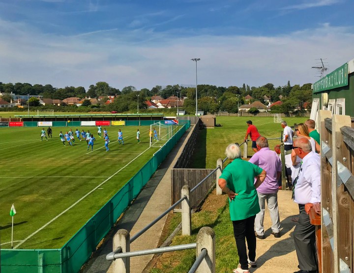 VCD Athletic officials watch on during an FA Cup game against AFC Uckfield Town