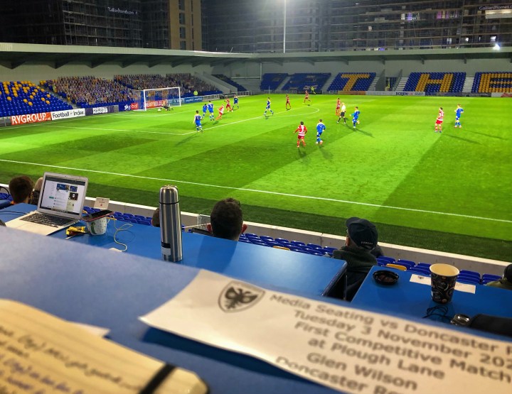 Doncaster Rovers take on AFC Wimbledon during the first match staged at the latter's new Plough Lane stadium