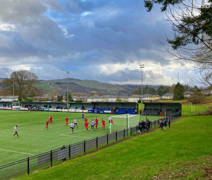 Match action from Bala Town versus Briton Ferry Llansawel